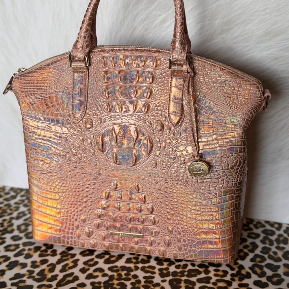 Brahmin Large Duxbury Melbourne Rose Gold Satchel NWT METALLIC HOLOGRAPHIC FIRM$ - Picture 3 of 15
